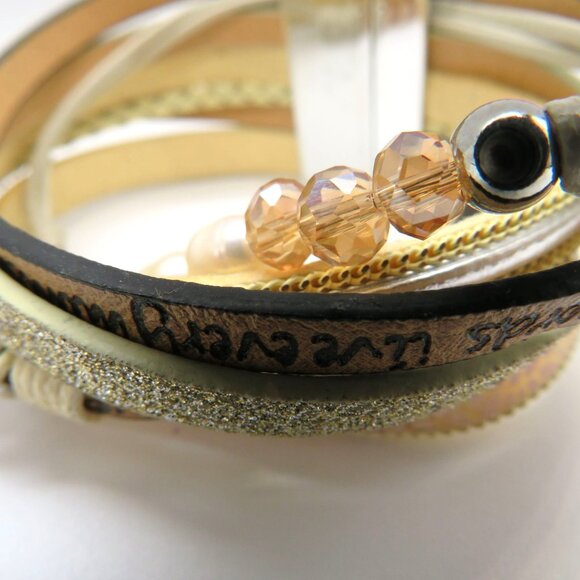 Teacher Bracelet Multi Layered Leather Wrap Beads Inspirational Quote Tree Charm - Picture 12 of 14